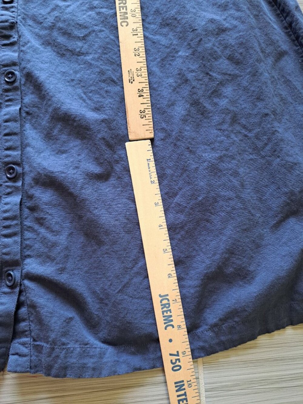 Pact Canopy Picnic Blue Midi Dress Tie Waist Button Front Size L Organic Cotton - Picture 13 of 13